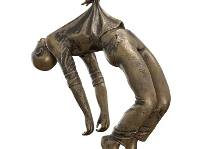 Dynamic Dancing Figure with Bird Sculpture 3D model