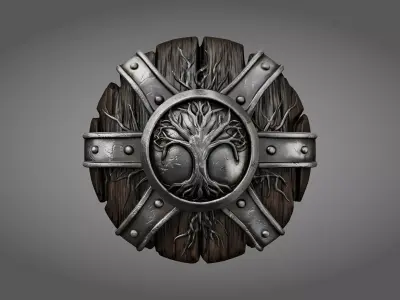 Stylized Yggdrasil Viking Shield - Tree of Life 3D model