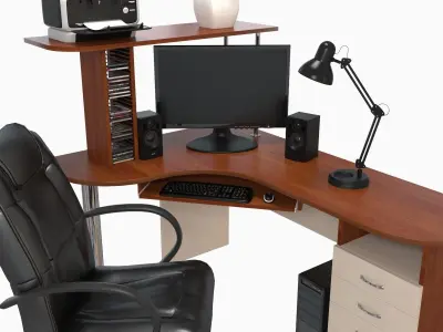 computer desk workstation 3D model