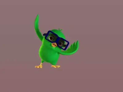 Cartoon Bird Glasses Low-poly 3D model