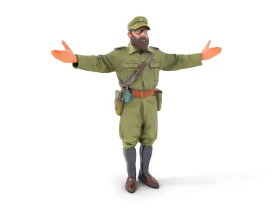 Military Officer Character Rigged and Animated in Uniform wit... Low-poly 3D model
