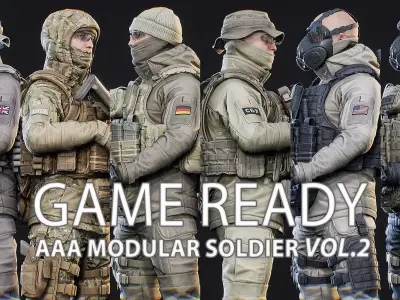 AAA MODULAR SOLDIER PACK Vol2 Low-poly 3D model