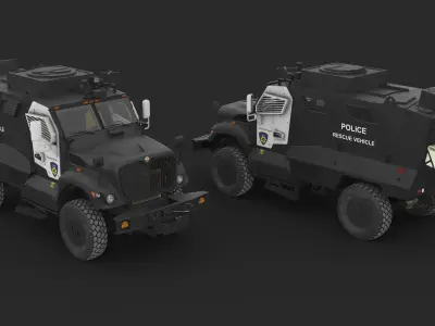 Armored Police Rescue Vehicle Black Rigged 3D model
