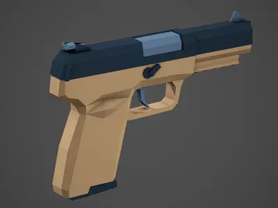 Stylized FiveSeven Pistol Low Poly Mobile Ready Low-poly 3D model