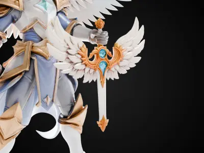 Stylized Sword - Paladin Sword Seraphs Fang - Game Ready 3D model