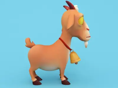 Goat Cartoon Low Poly Low-poly 3D model
