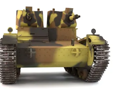 English Vickers 7TP tank PBR Game Ready VR AR low-poly 3d model Low-poly 3D model