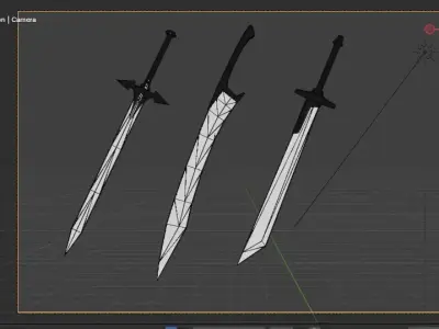 Toon shaded melee weapons - swords Low-poly 3D model