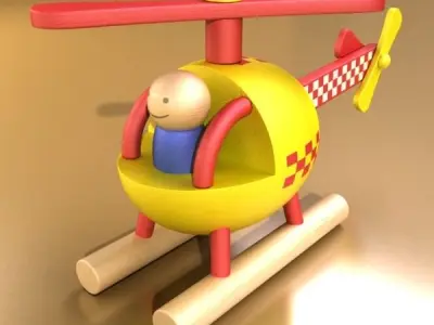 Wooden Toy Helicopter 3D model
