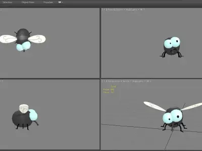 Cartoon house fly Low-poly 3D model