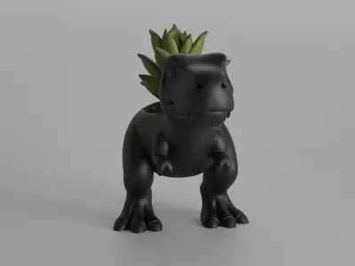 Cute T-Rex Dinosaur Shaped Planter or Desk Organizer 3D print model