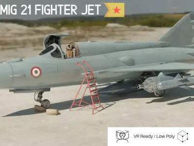 MiG 21 - Rigged and Animated - with Interior - M2 Low-poly 3D model