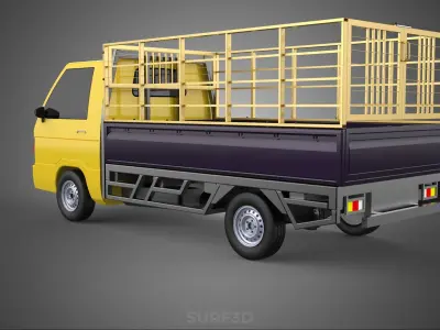 PICKUP TRUCK CAGE TRANSPORT DELIVERY CARGO LOGISTICS COMMERCIAL 3D model