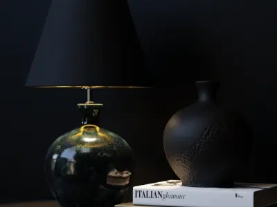  Eno Ceramic Olive Granada Shade Lamp Model, Green 