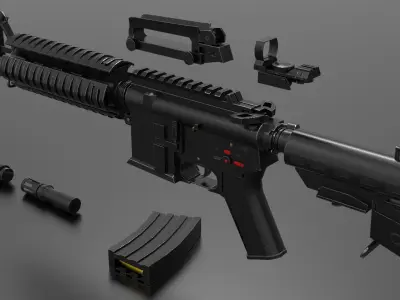 m4 Gun Fps - Tps Low-poly 3D model