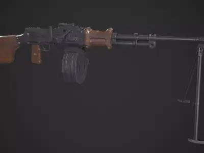 Soviet Machine Gun Low-poly 3D model