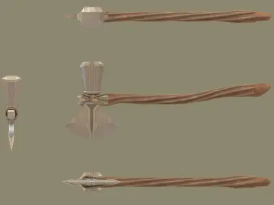 Stormbreaker axe with wooden handle 3D model