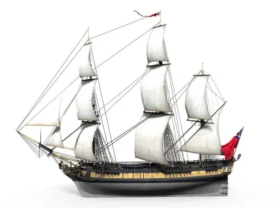 38 Gun Frigate Laurore Furnished Interior 1765 Low-poly 3D model