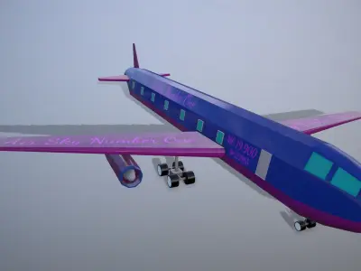 airplane flying in sky Low-poly 3D model