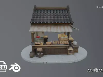 asian food vendor Free 3D model
