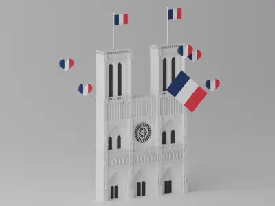 Notre Dame de Paris France Landmark 3D model