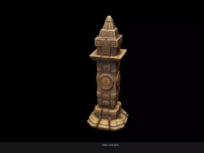 Low Poly Stylized Totem 2 AI Low-poly 3D model