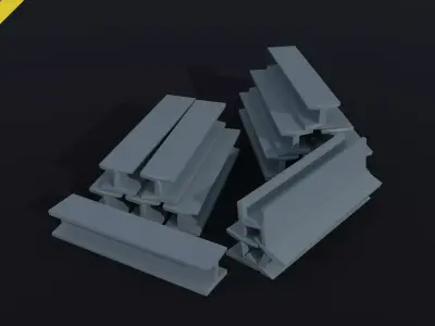 Cartoon Industrial metal beams Polygonal Style Low-poly 3D model