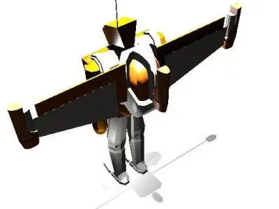 Futuristic War-Robot with Jetpack Low-poly 3D model