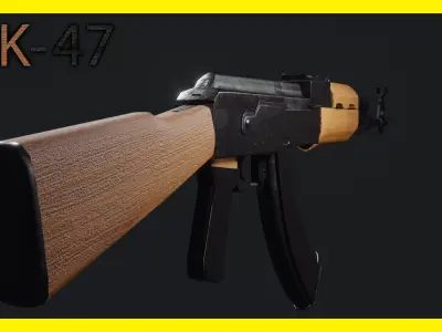 Ak47-textured-pbr material 3D model
