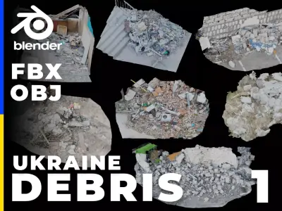 USCANS Ukraine  Debris set 1 Low-poly 3D model