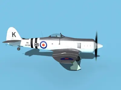 Hawker Sea Fury MKII V02 RN 3D model