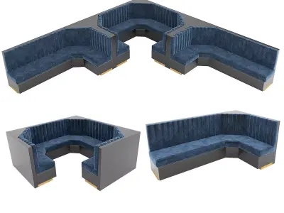 Restaurant bar sofa with corner module part 01 -two colors 3D model