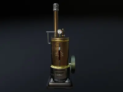 Steampunk Engine Low-poly 3D model