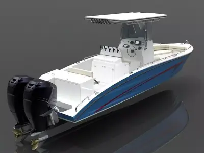 Center Console Fishing Boat 9M High Detail 3D model