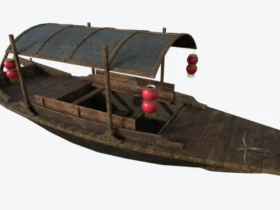 Chinese Boat Low-poly PBR Low-poly 3D model