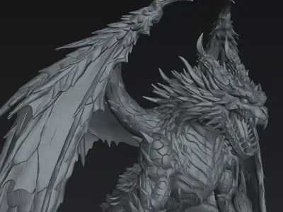 Dragon Tharvoryx the Ruinbound  Dark Fantasy Dragon STL  3D print model
