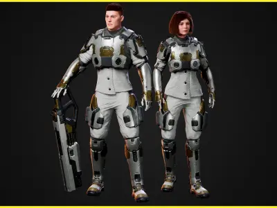 Modular Sci-fi Characters 03 Low-poly 3D model