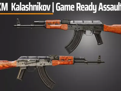AKM KALASHNIKOV GAME READY ASSAULT RIFLE Low-poly 3D model