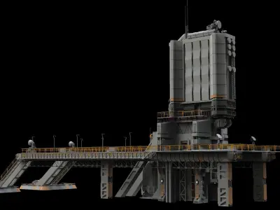 scifi radar tower 3D model