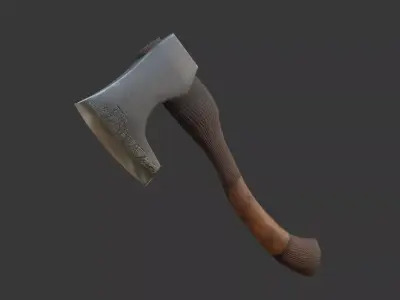 Rune-Engraved Nordic Battle Axe Game-Ready Low-poly 3D model