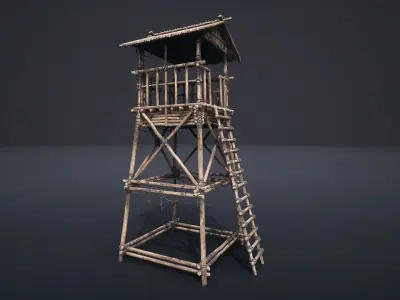 WATCHTOWER SCOUT TOWER FORT FORTRESS CASTLE WALLS AAA NEXTGEN Low-poly 3D model
