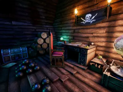 Pirate Props 60 Variations Low-poly 3D model