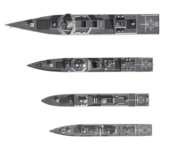 Type 055 destroyer    052D destroyer    054A    054B frigate 3D model