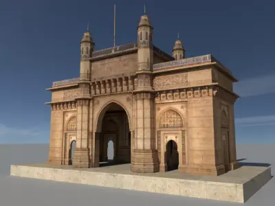 Gateway of India Low Poly 3D Model Optimized Low-poly 3D model