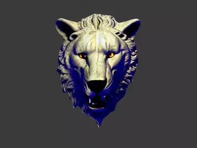 Wolf Animal Head Low-poly 3D model