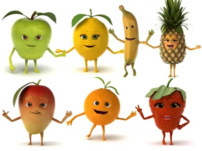 Fruits Rigged Collection 3D model