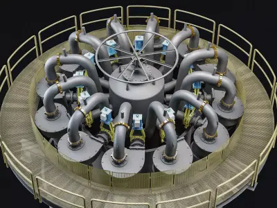 hydrocyclones machine with pipes 3D model