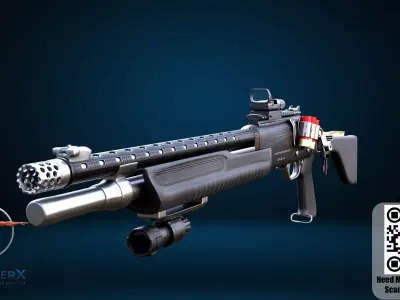 Ultra Realistic Shourt Gun High Detail Game Ready Asset Low-poly 3D model