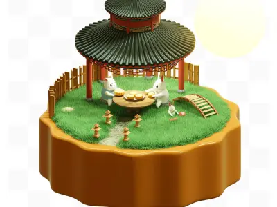  Chinese Mid-Autumn Festival elements 3D model