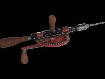 manual old driller  Free low-poly 3D model